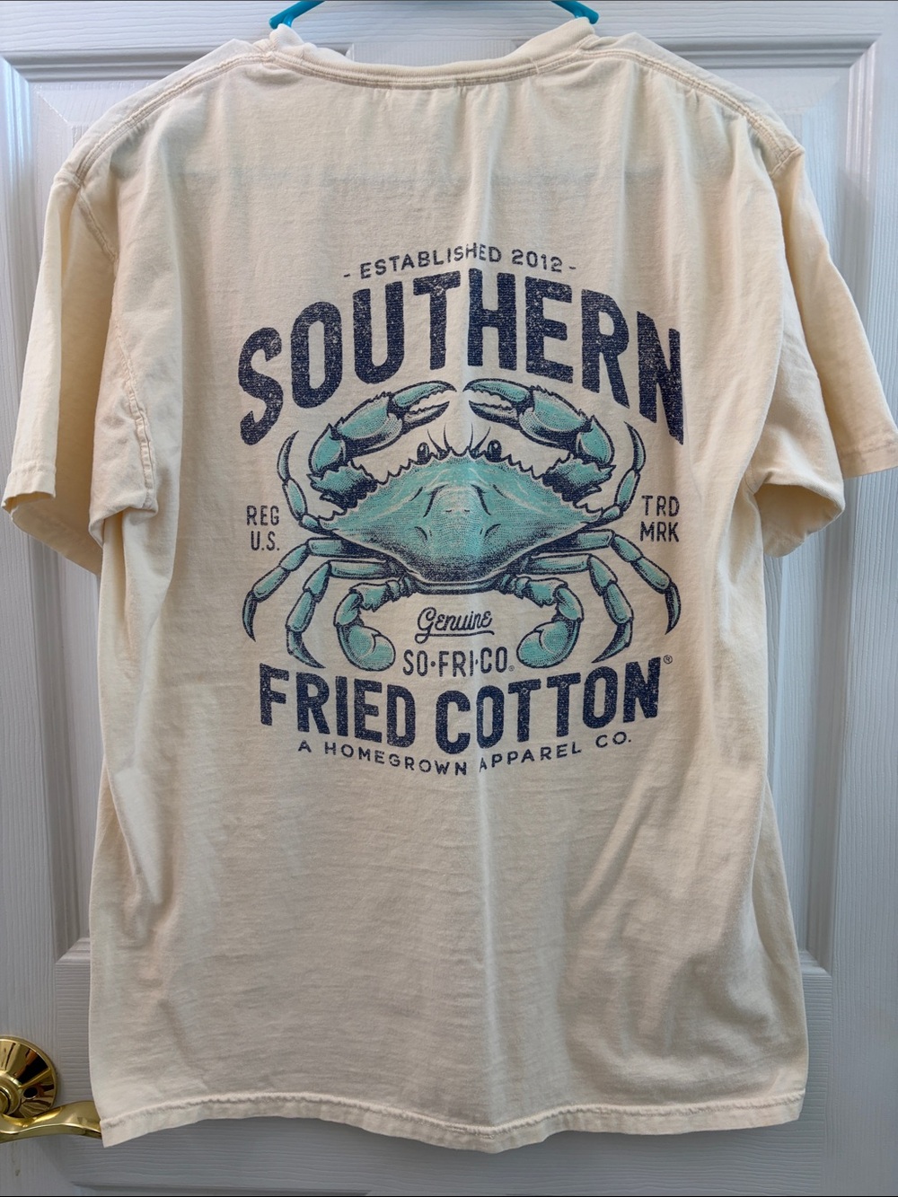 Southern Fried Cotton Cream Graphic Tee - Crab Design